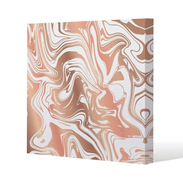 Benjamin Tate Design Rose Gld Marble Slim Style Canvas Print  90x90cm , 15mm Slim Real wood.