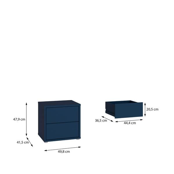 Furniture To Go Alice Springs Low Bedside Cabinet with 2 Drawers Push-to-Open in Night Blue