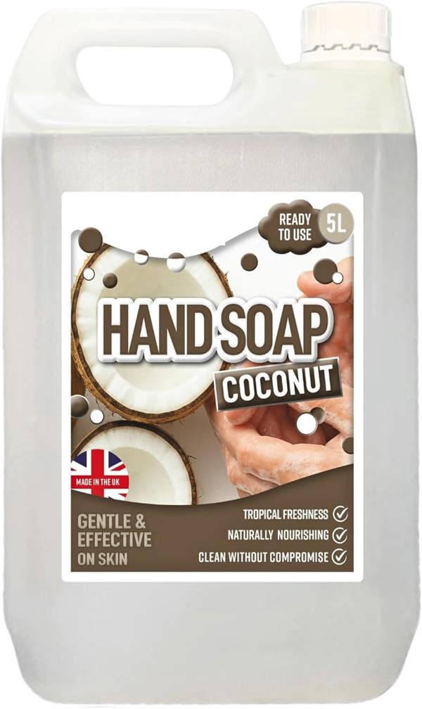 1 x 5 Litre Ready To Use Coconut Hand Soap Hydrates & Softens Non-Sticky Effective Cleanser