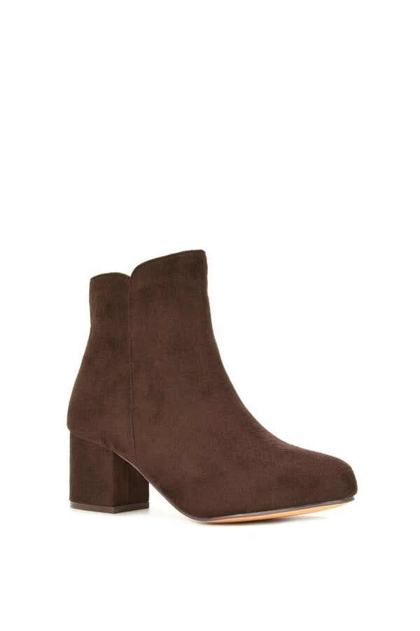 XY LONDON Mid Block Heel Zip Up Ankle Boots