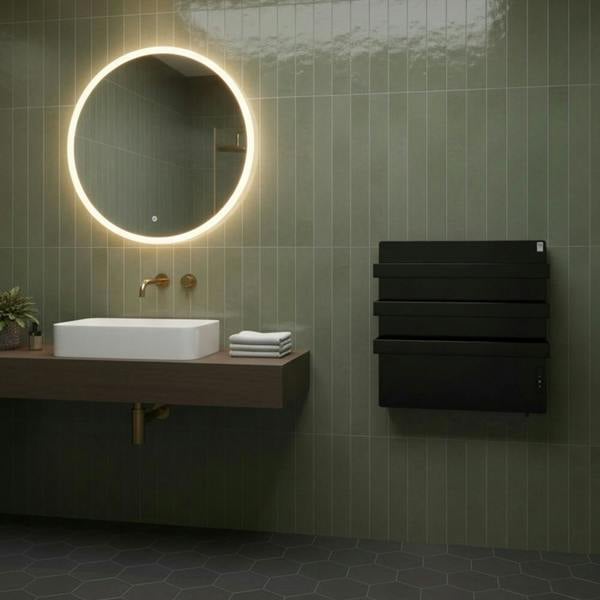 Mirrorstone Heating 500W Quartz Glass Wi-Fi Towel Rail Infrared Heating Panel (Available in Black or White) - Electric Panel Heater