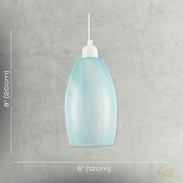 Modern Sky Blue Marble Stripe Effect Glass Cylindrical Pendant Shade Image 7