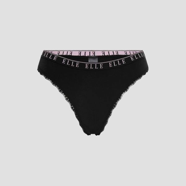ELLE Multi Pack (3) Cotton Lace Trim Tipped Thongs