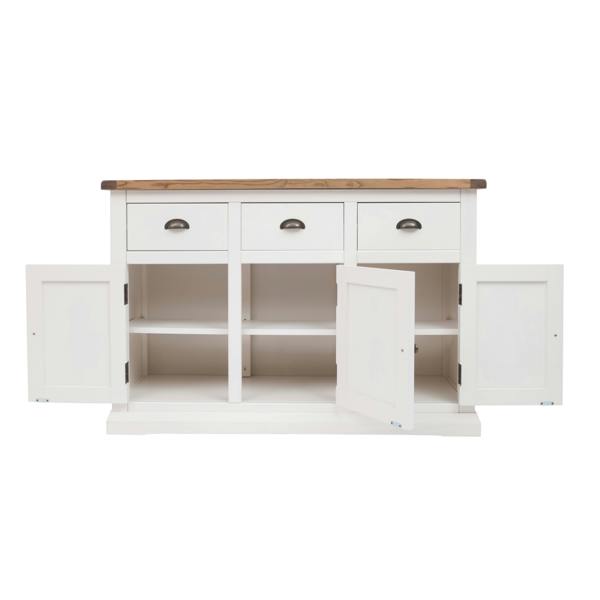 Cabinet Bits Cosenza Off White 3 Drawer 3 Door Sideboard Brass Cup Handle