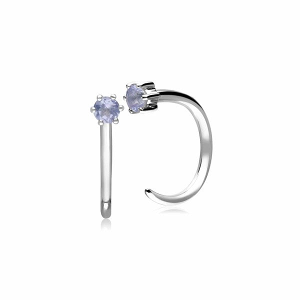 162E0284029 Tanzanite Pull Through Hoop Earrings in 9ct White Gold 1