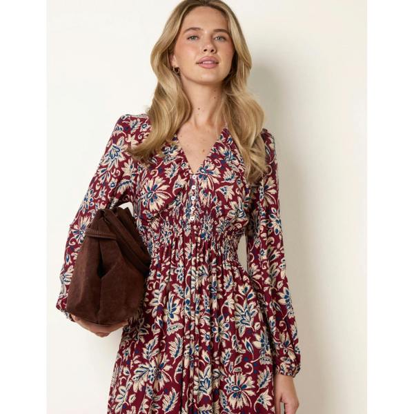 Blue Vanilla V Neck Elasticated Midi Dress
