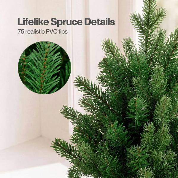 Santaco Christmas Tree Xmas Spruce Cement Base 75 PVC Tips Tabletop Indoor Green