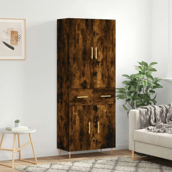 Berkfield Highboard Smoked Oak 69.5x34x180 cm Engineered Wood