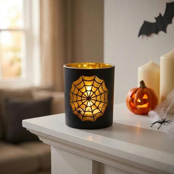 Garden Greatness Bewitching Cobweb Glass Tealight Holder
