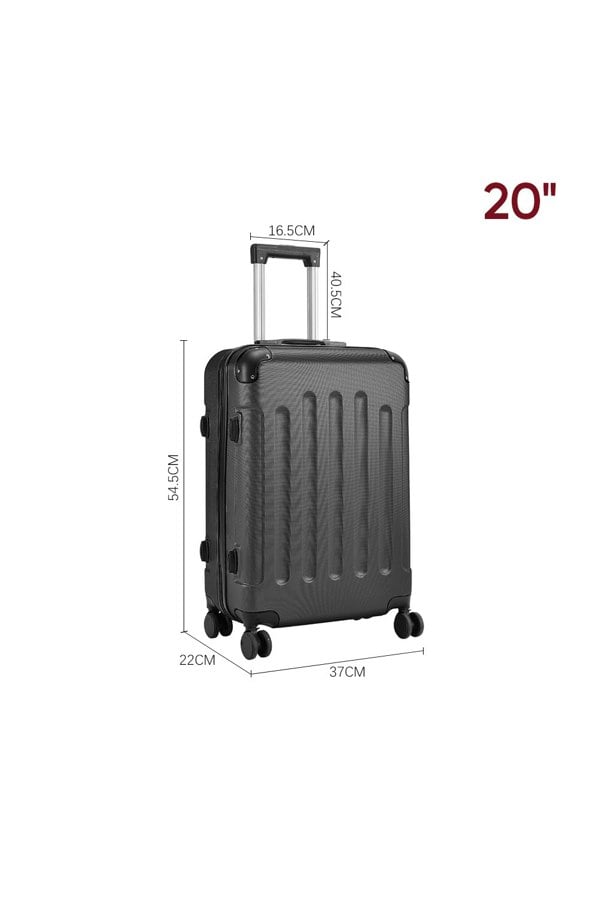 Living and Home Modern Hardside Spinner Suitcase with Combination Lock, 20" Black