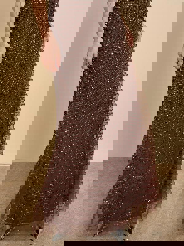 GWD Raine Embellished Sleeveless Brown Maxi Dress