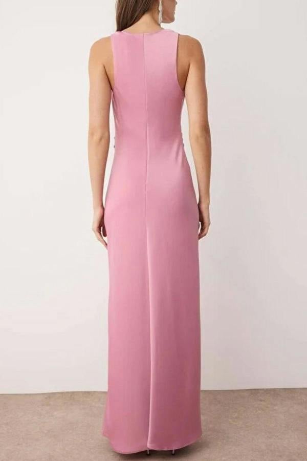 WOVCOR Satin Maxi Evening Dress