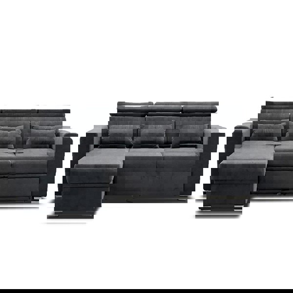 Miami Grey Fabric Corner Sofa Bed With Storage and Headrests - 5