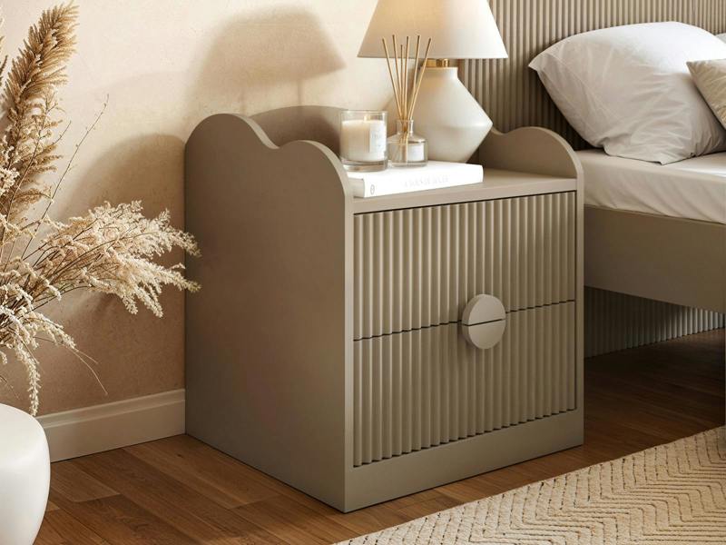 Calista 2 Drawer Cloud Detail Ribbed Bedside Table