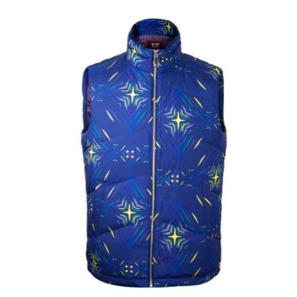 David WeJ Ethnic Print Padded Gilet - Blue Multi