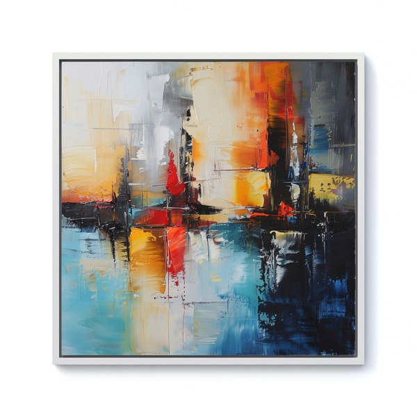 Warren Reed Reflective Splendour: City In Abstract Framed Canvas