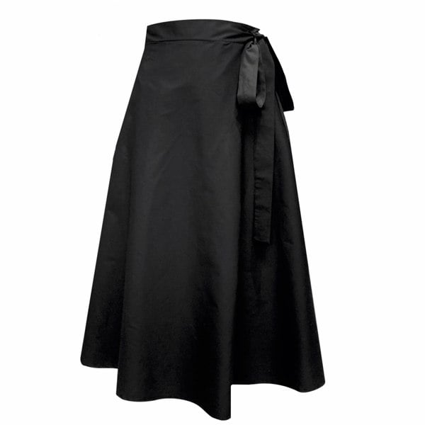 Frock Tales Illusion Wrap Midi Skirt - Black With Pockets