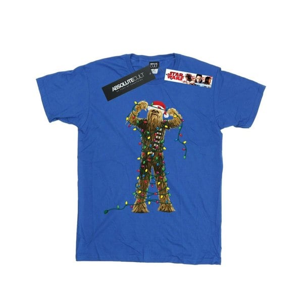 Star Wars Mens Chewbacca Christmas Lights T-Shirt - Royal Blue