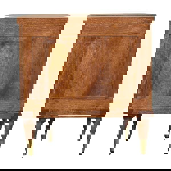 Artisan Furniture Solid Wood Ribbed Bedside with Brass Accents