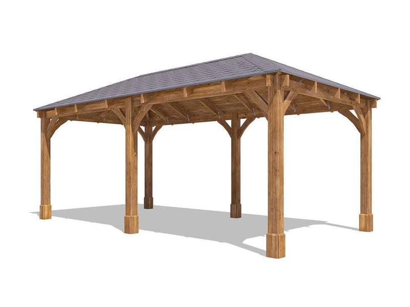 Dunster House Wooden Gazebo Leviathan 6m x 3m Heavy Duty Patio Shelter With Roof Shingles