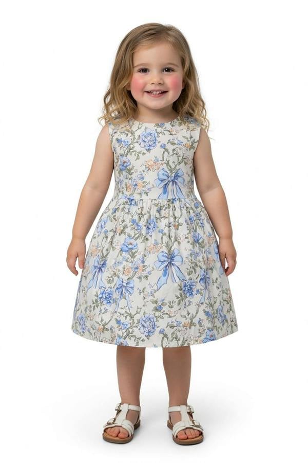Floral and Bow Pattern Dress