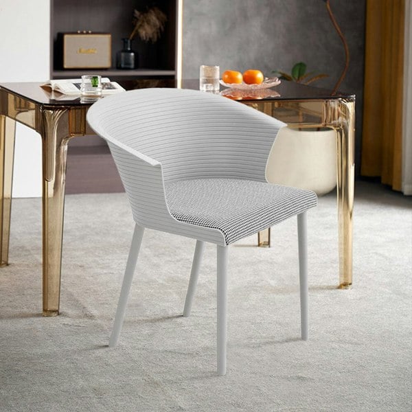 Modern Gray Plastic Chairs, Set of Four, Durable and Lightweight Living and Home