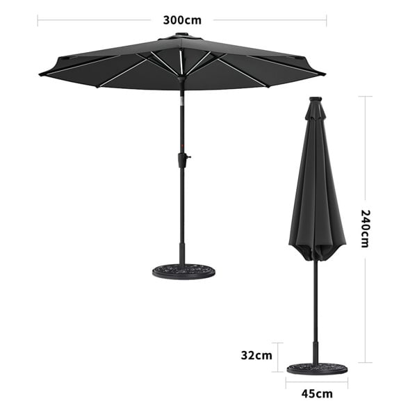 Living and Home 2 Person Patio Garden Dining Set with Solar LED Umbrella