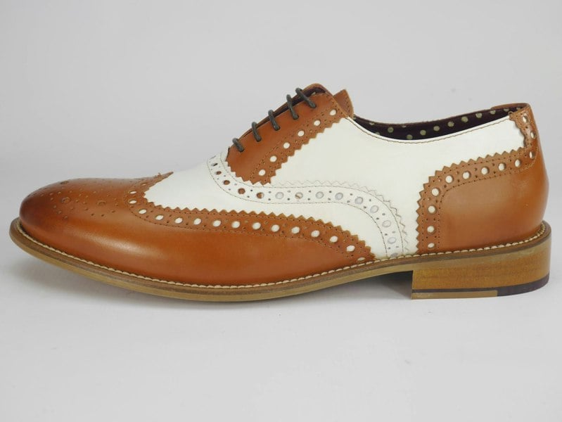 London Brogues Mens Leather Lace Up Wingtip Formal Gatsby Evening Brogue Shoes