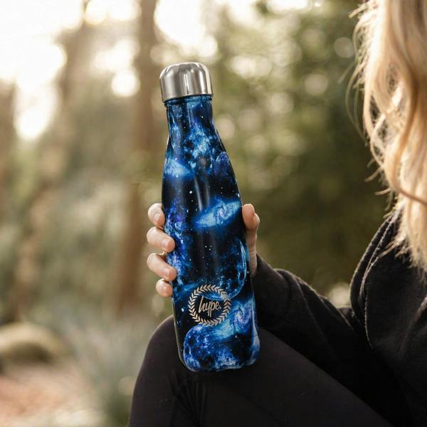 Hype Thermal Water Bottle Multi Moon Print | Blue Stainless Steel Leak Proof Bottle