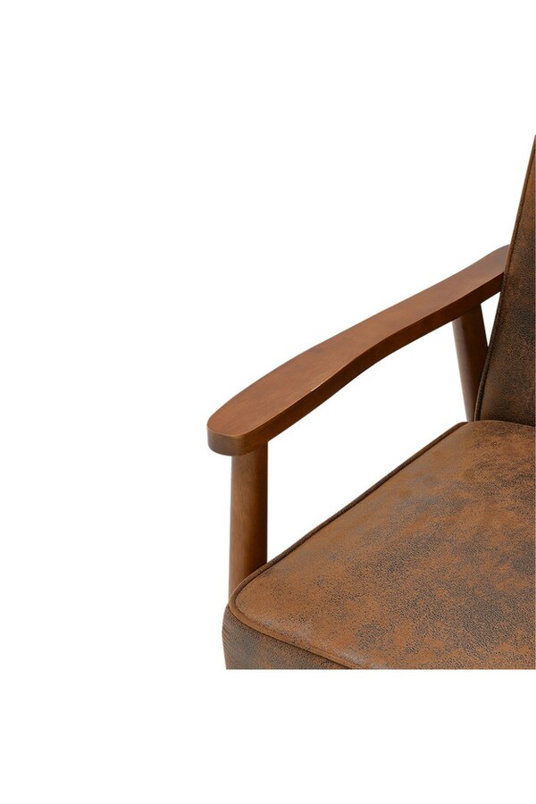 Living and Home Distressed Gold Modern Wood Frame PU Leather Upholstered Lounge Chair