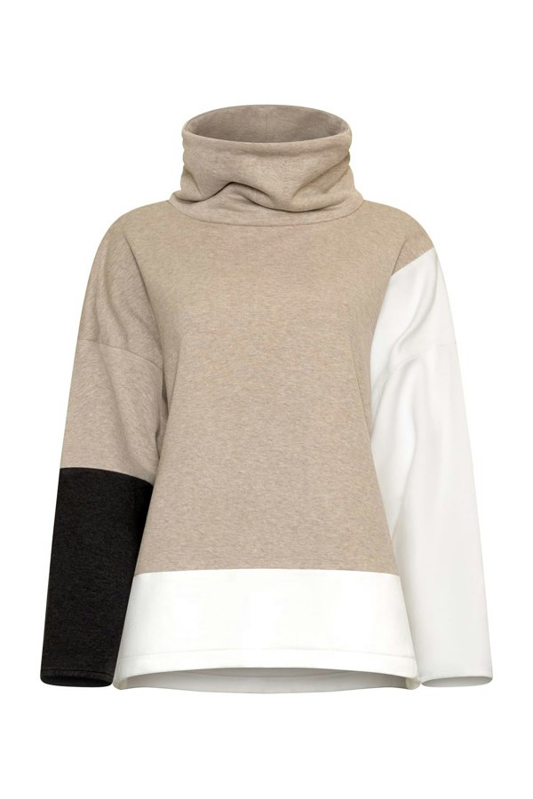 Bo Carter Turtleneck Neptun Jumper in Organic Fleece Cotton - Beige