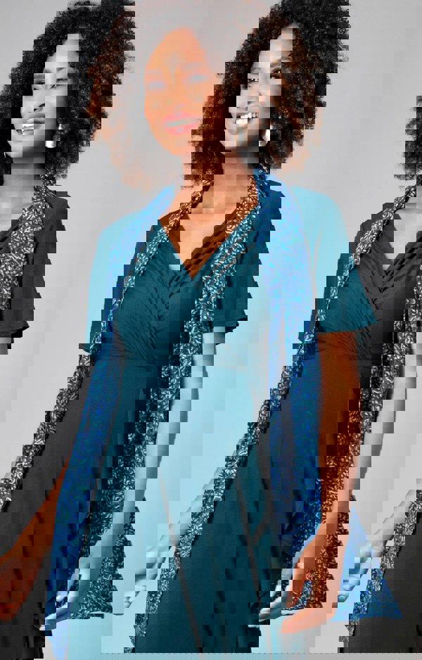 Alie Street London Azra Woven Scarf Blue and Green Floral