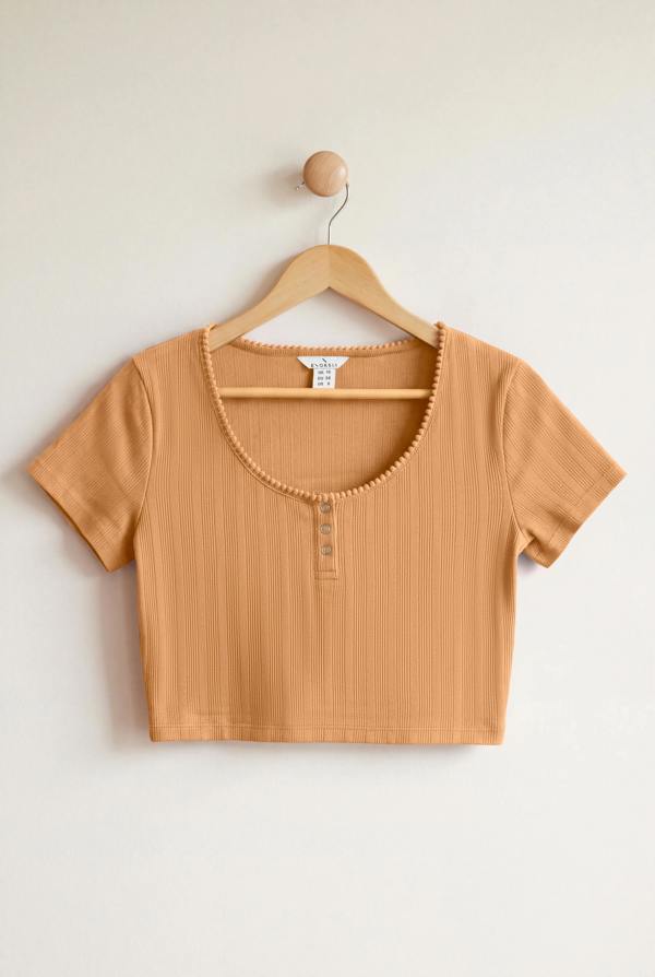 ENORSIA Women's Ribbed Button-Up Short Sleeve T-Shirts
