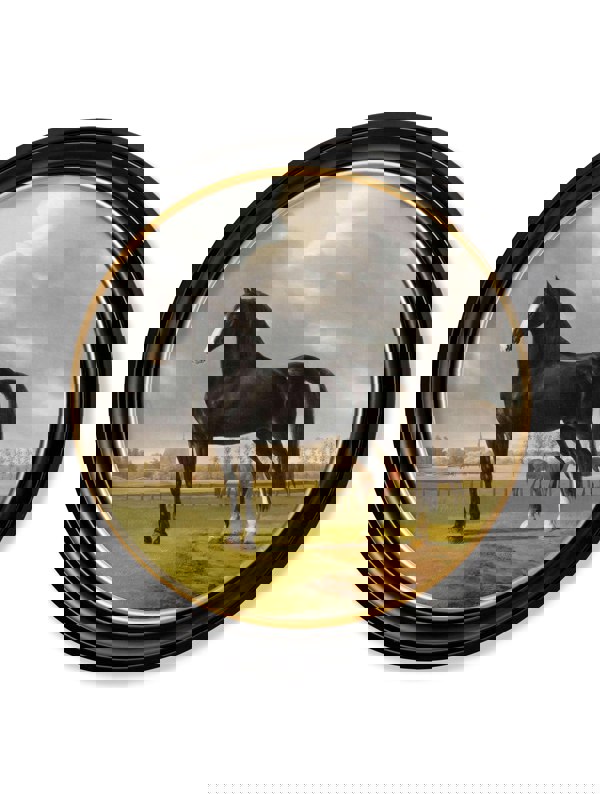 Exceptional Art c.1840 Horses - Round Frame