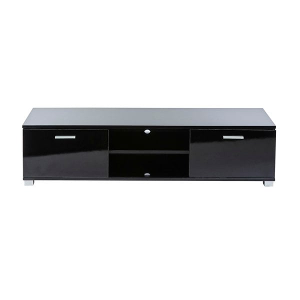 MMT Furniture Designs Modern Black 140cm Matt Gloss TV Stand Cabinet Suitable for 40 - 65 Inch 4K LED Flat Screen TV's