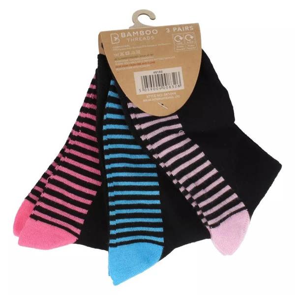 BAMBOO Ladies Bamboo 3 Pack Heel & Toe Non Elastic Socks SK1044