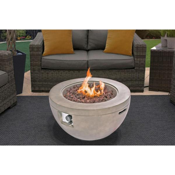 Homeology TABITI Light Grey Lavish Garden & Patio Gas Fire Pit with Stone Finish