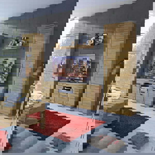 Furniture To Go Cortina Tall glazed display cabinet (LH) in Grandson Oak