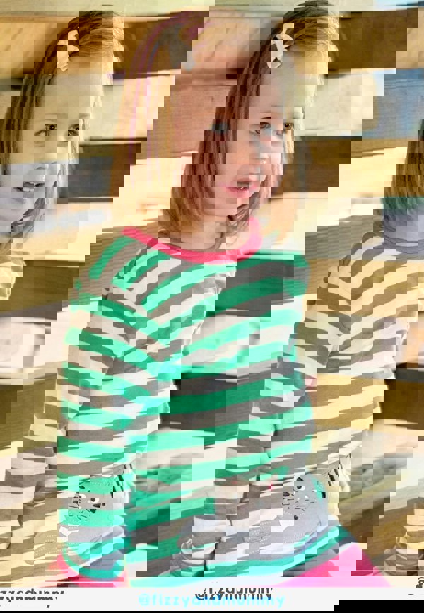 Organic Green Kitten Applique Long - Sleeved T-Shirt - Toby Tiger