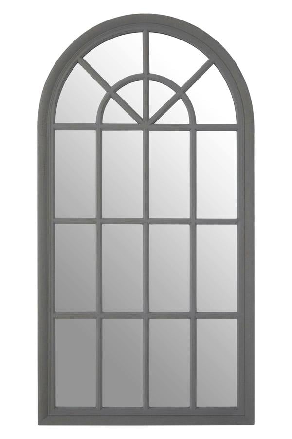Hawthorne Antique Grey Arched Window Wall Mirror