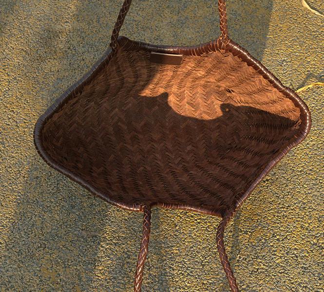 RIMINI Genuine Leather Hand Woven Shopping Bag - Green