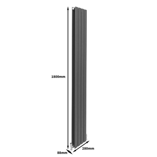 Designer Flat Panel Radiator - Anthracite Grey (1800mm x 280mm)