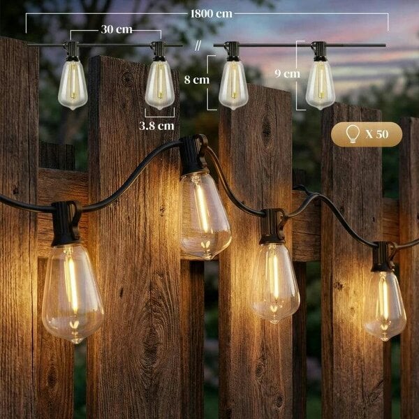 Bobobiy Curtain Lights Connectable Fairy Curtain Lights Plug-in IP44 Waterproof/18 m/Warm White
