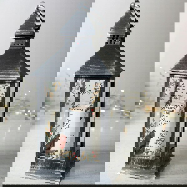 Personalised Memento Company Personalised Robins Memorial Black LED Lantern