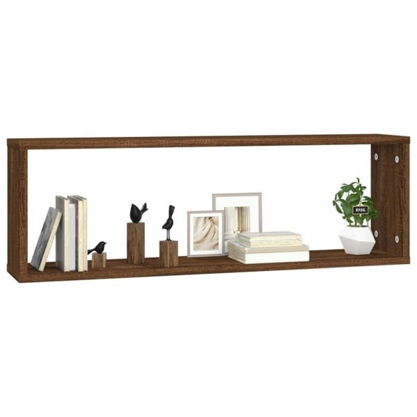 Berkfield Wall Cube Shelves 4 pcs Brown Oak 80x15x26.5 cm Engineered Wood