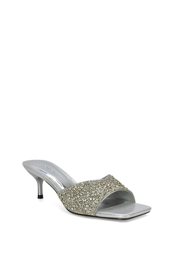 XY LONDON Sparkly Crystal Kitten Heeled Sandal Mules