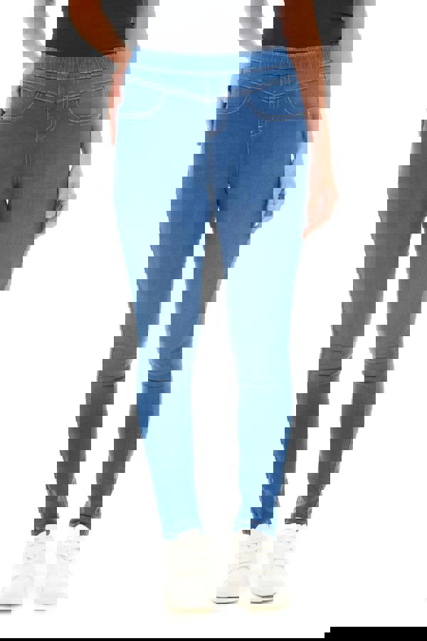 Smart Living Women's Stylish  Sculpt Pull On Jeggings with Pockets - Trendy & Comfy - Bromo Blue