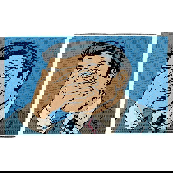 Benjamin Tate Design The confused man hide and seek game pop art comics retro style Halftone (Bath Towel)