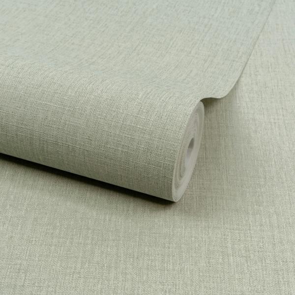 Grandeco Boutique Trente Linen Effect Luxury Weight Embossed Wallpaper, Green Cyan