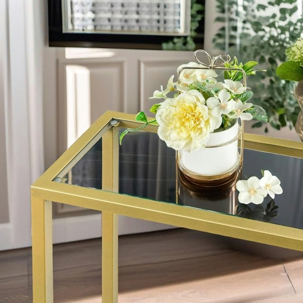 Rafaelo Mobilia Gold Metal Hallway Console Table